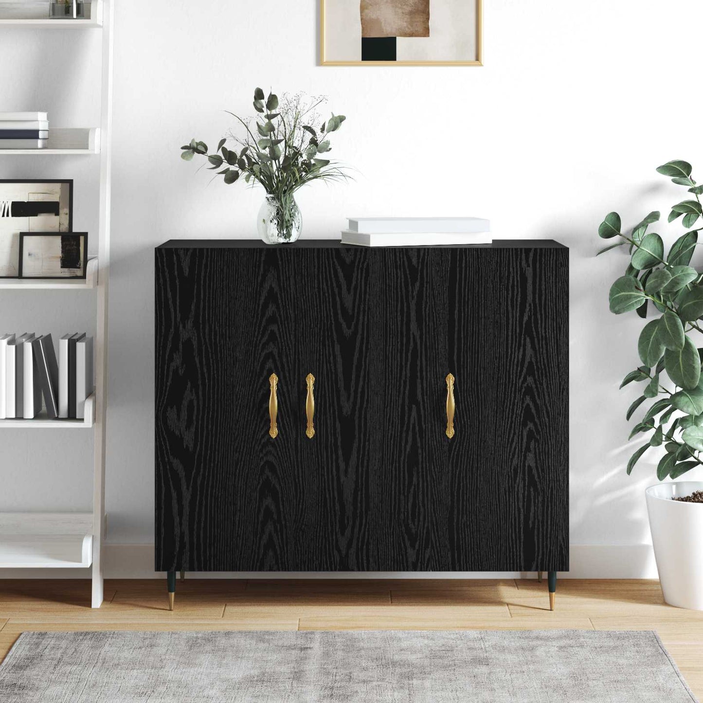 vidaXL Πλαϊνό γραφείο Μαύρη Οξυά 90 x 34 x 80 εκ. Επεξεργασμένο ξύλο