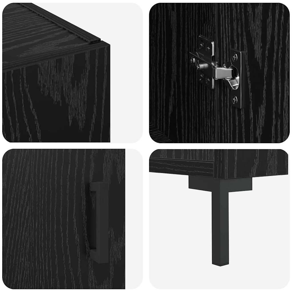 vidaXL Πλαϊνό γραφείο Μαύρη Οξυά 90 x 34 x 80 εκ. Επεξεργασμένο ξύλο