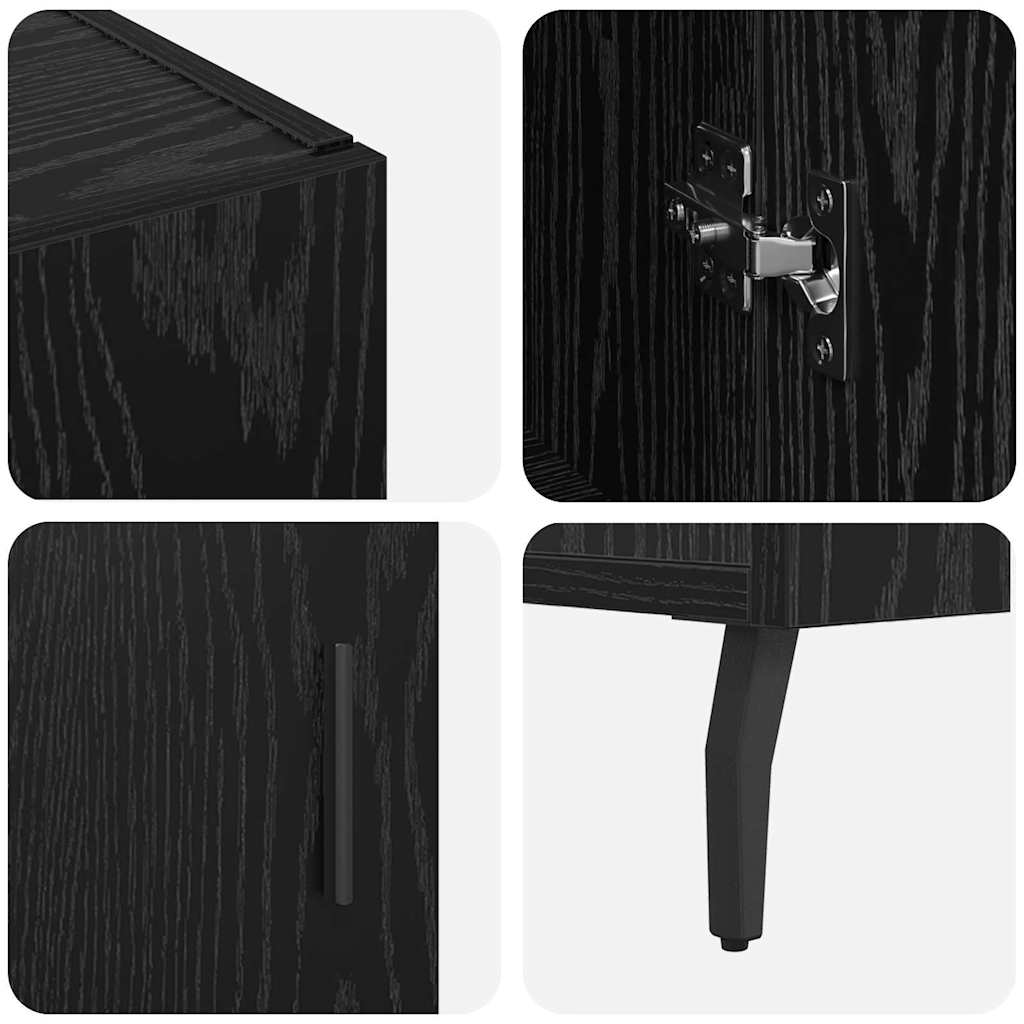 vidaXL Πλαϊνό γραφείο Μαύρη Οξυά 90 x 34 x 80 εκ. Επεξεργασμένο ξύλο