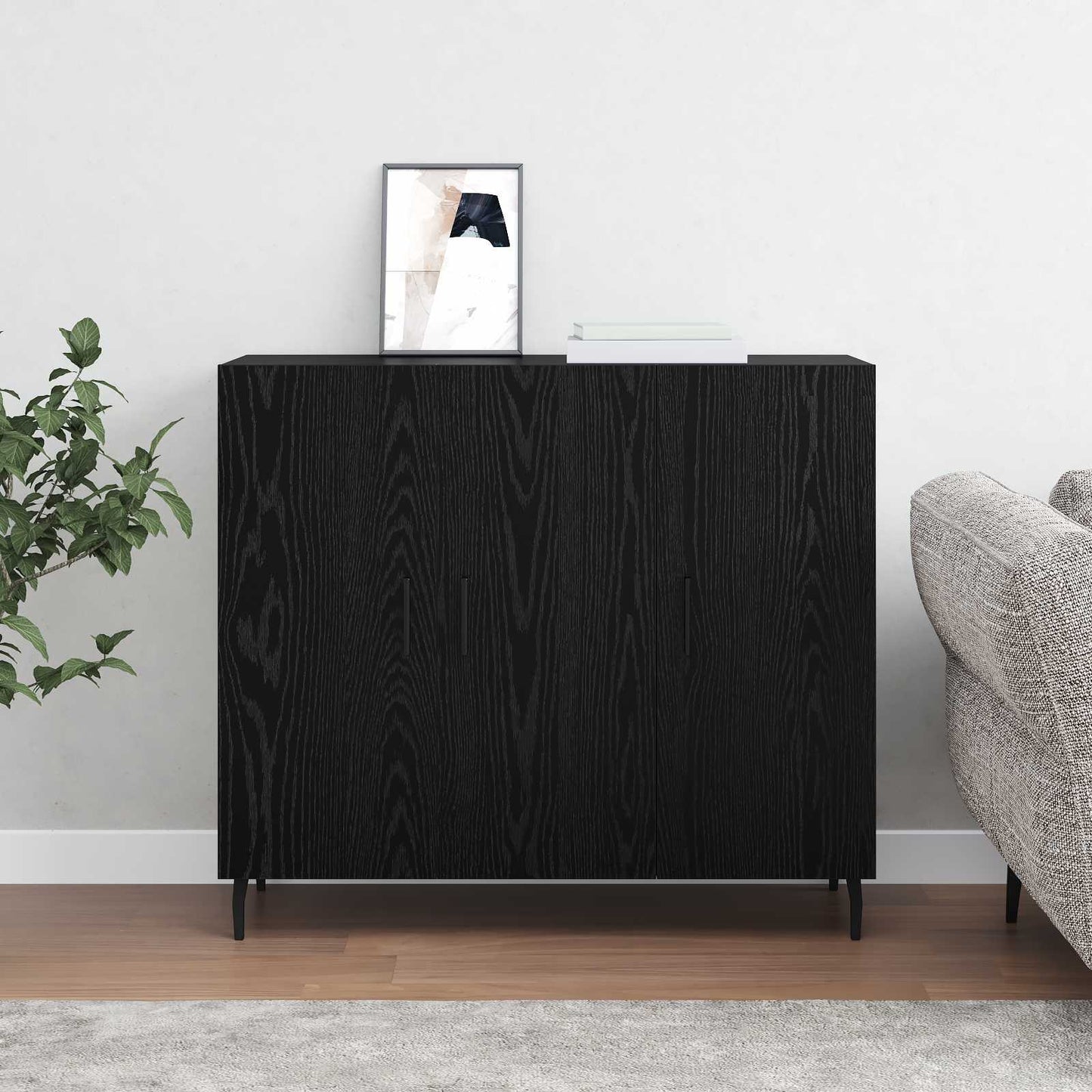 vidaXL Πλαϊνό γραφείο Μαύρη Οξυά 90 x 34 x 80 εκ. Επεξεργασμένο ξύλο
