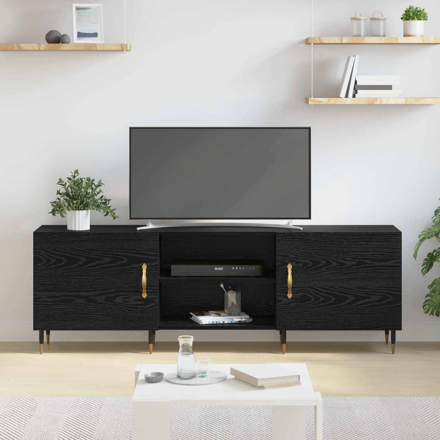 vidaXL Ντουλάπι TV 150 x 30 x 50 cm Μαύρη δρυς Επεξεργασμένο ξύλο