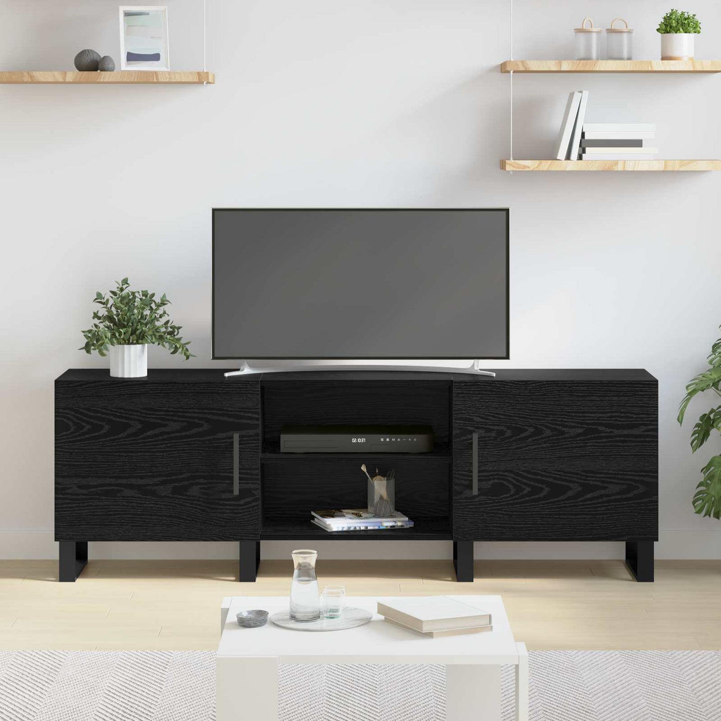 vidaXL Ντουλάπι TV 150 x 30 x 50 cm Μαύρη Οξυά Επεξεργασμένο Ξύλο
