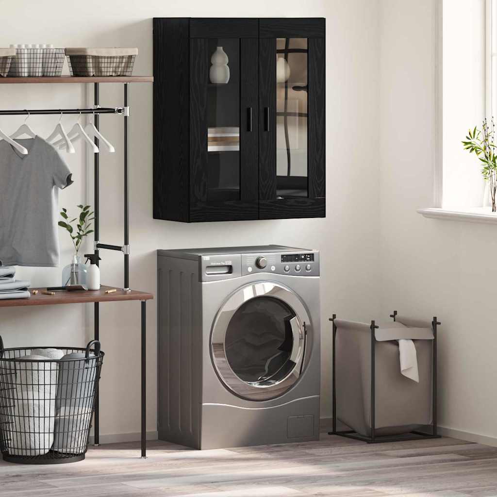 vidaXL Επιτοίχιο ντουλάπι Μαύρο 69,5 x 34 x 90 εκ. Επεξεργασμένο ξύλο