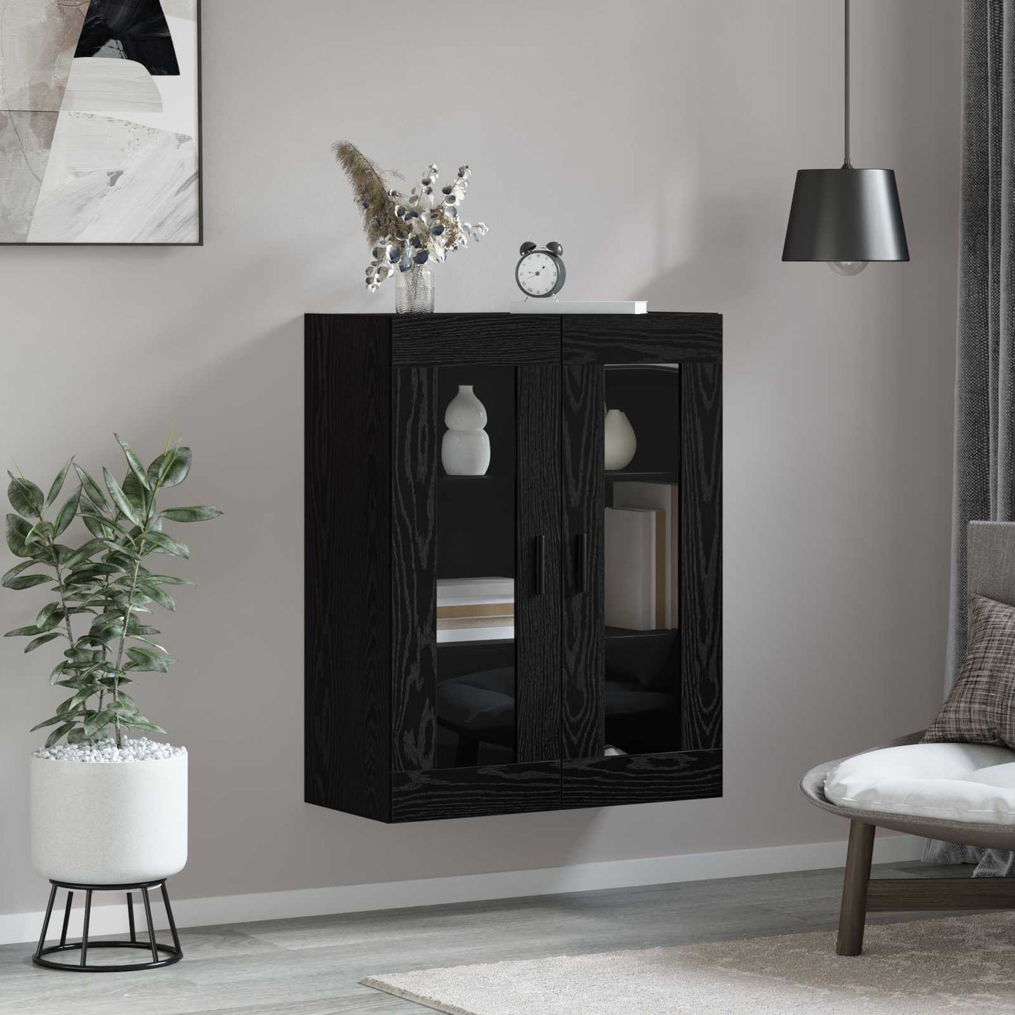 vidaXL Επιτοίχιο ντουλάπι Μαύρο 69,5 x 34 x 90 εκ. Επεξεργασμένο ξύλο