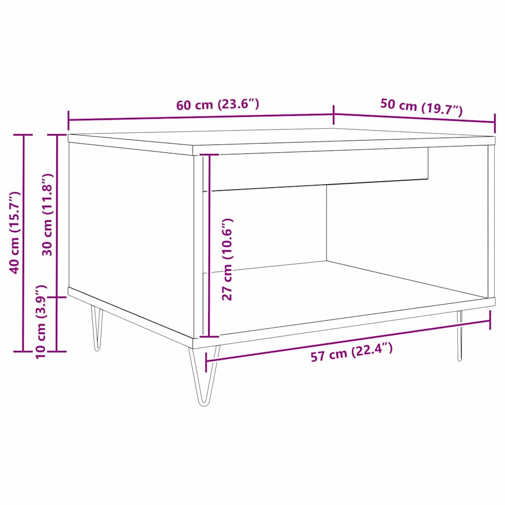 vidaXL Τραπεζάκι σαλονιού artisan δρυς 60 x 50 x 40 εκ