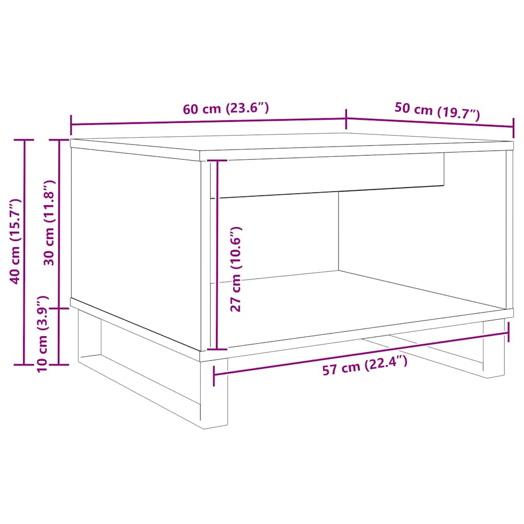vidaXL Τραπεζάκι σαλονιού Παλαιό ξύλο 60 x 50 x 40 εκ
