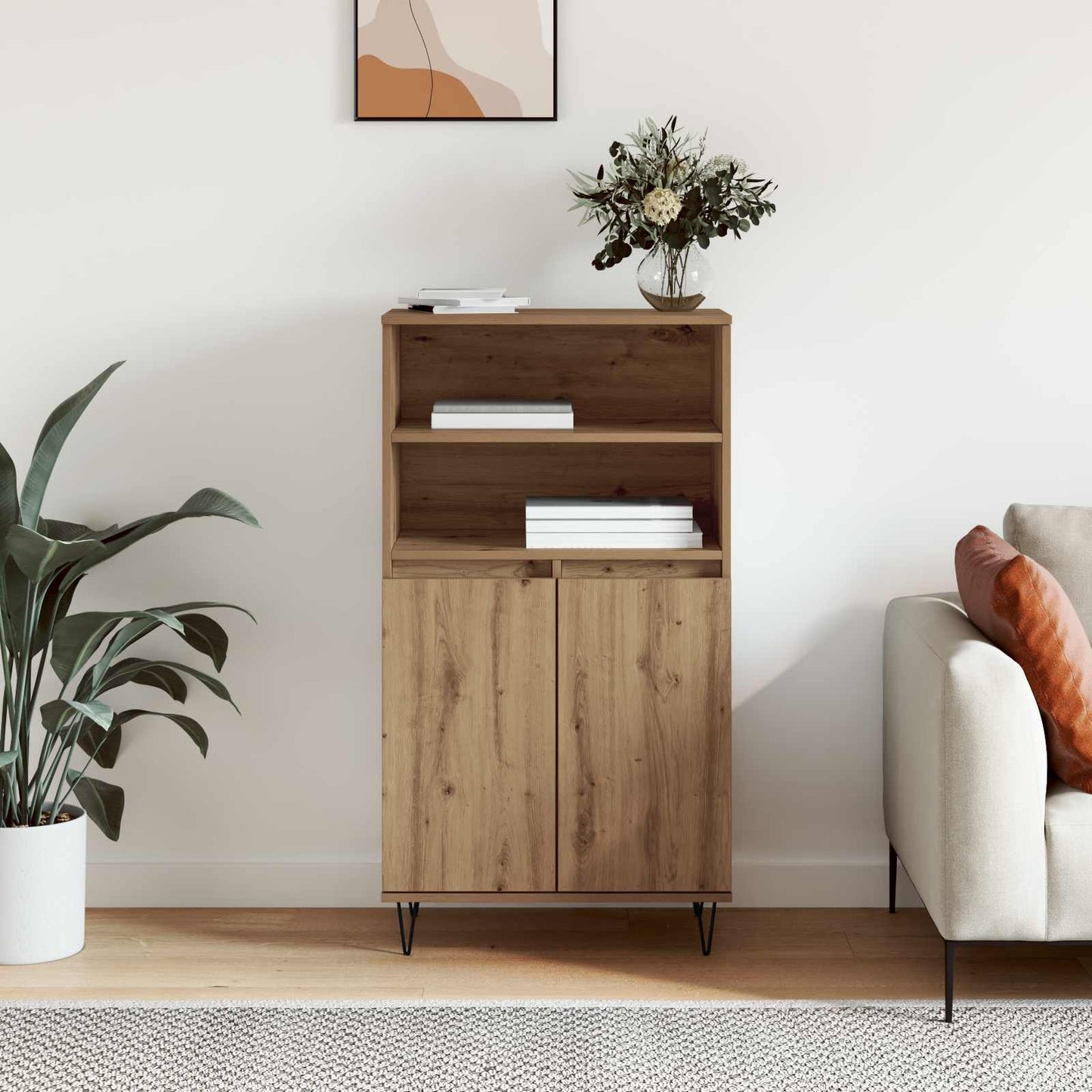 vidaXL Highboard Καφέ 60 x 36 x 110 εκ. Επεξεργασμένο ξύλο