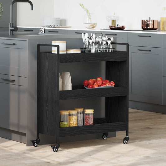 vidaXL Καρότσι Κουζίνας Μαύρη Οξυά 70 x 30 x 82 εκ Επεξεργασμένο Ξύλο