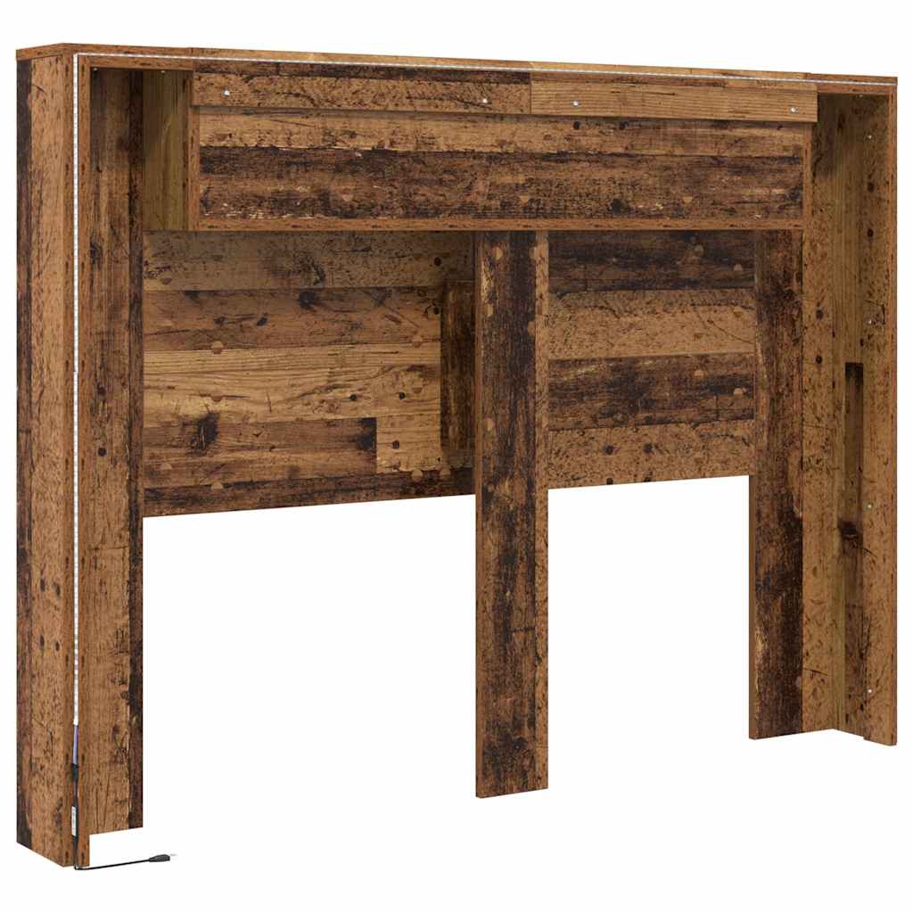 vidaXL Κρεβάτι με Κεφαλάρι με ράφι Παλαιό ξύλο Επεξεργασμένο ξύλο