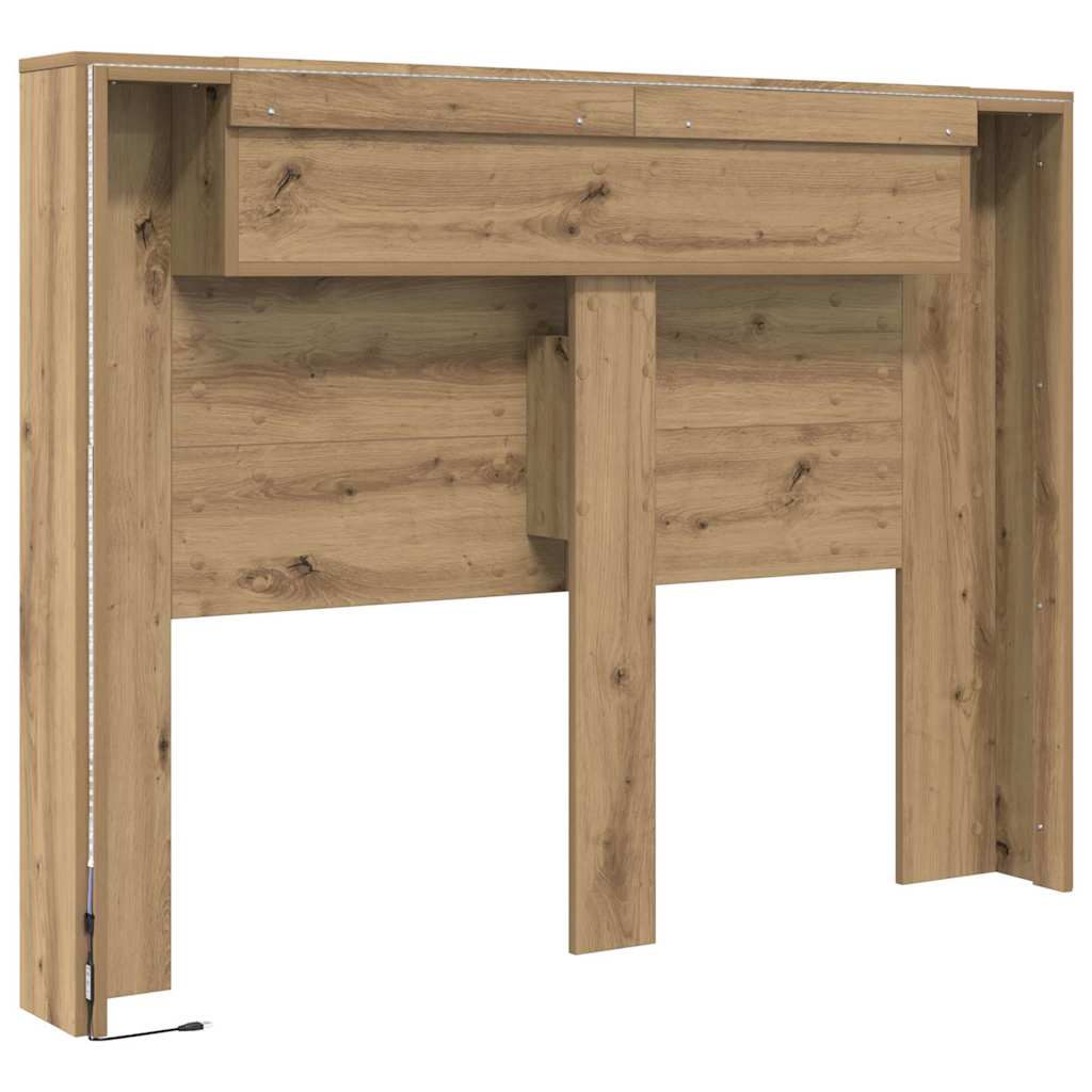 vidaXL Κρεβάτι με Κεφαλάρι με ράφι artisan δρυς Επεξεργασμένο ξύλο