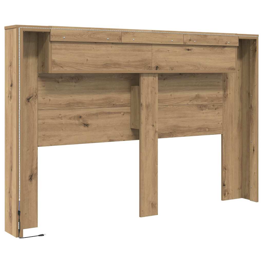 vidaXL Κρεβάτι με Κεφαλάρι με ράφι artisan δρυς Επεξεργασμένο ξύλο