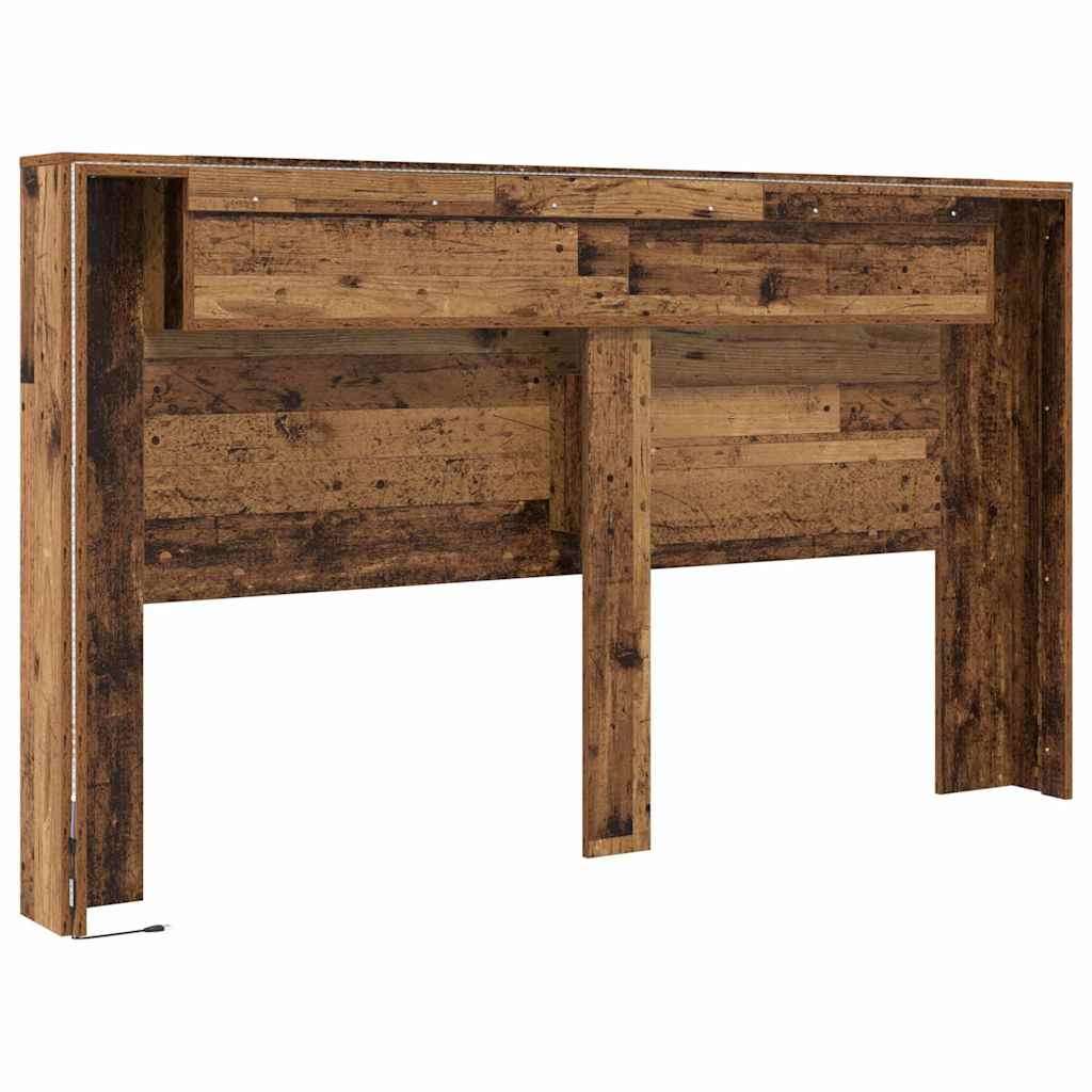 vidaXL Κρεβάτι με Κεφαλάρι με ράφι Παλαιό ξύλο 180 x 17 x 104.5 εκ