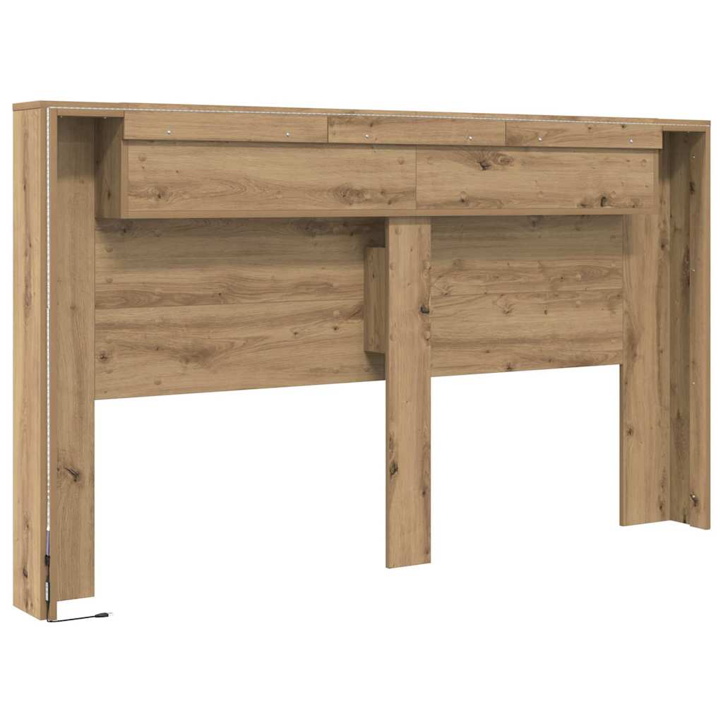 vidaXL Κρεβάτι με Κεφαλάρι με ράφι artisan δρυς 180 x 17 x 104.5 εκ