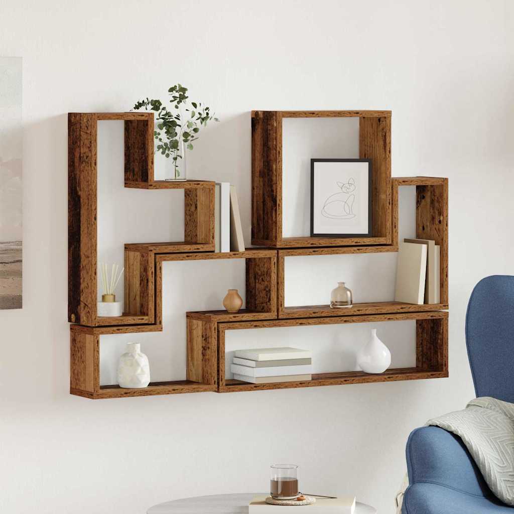 vidaXL Ράφι Τοίχου Επιτοίχιο Παλιό ξύλο 96 x 12 x 64 εκ.
