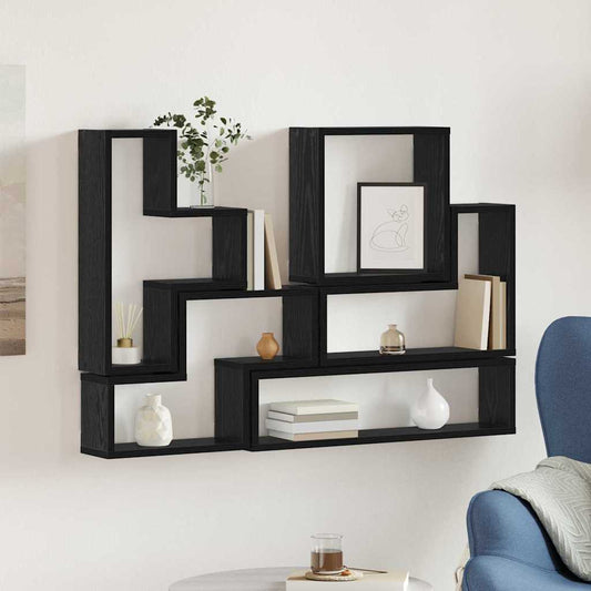 vidaXL Κύβος Τοίχου Μαύρη δρυς 96 x 12 x 64 εκ. Επεξεργασμένο ξύλο