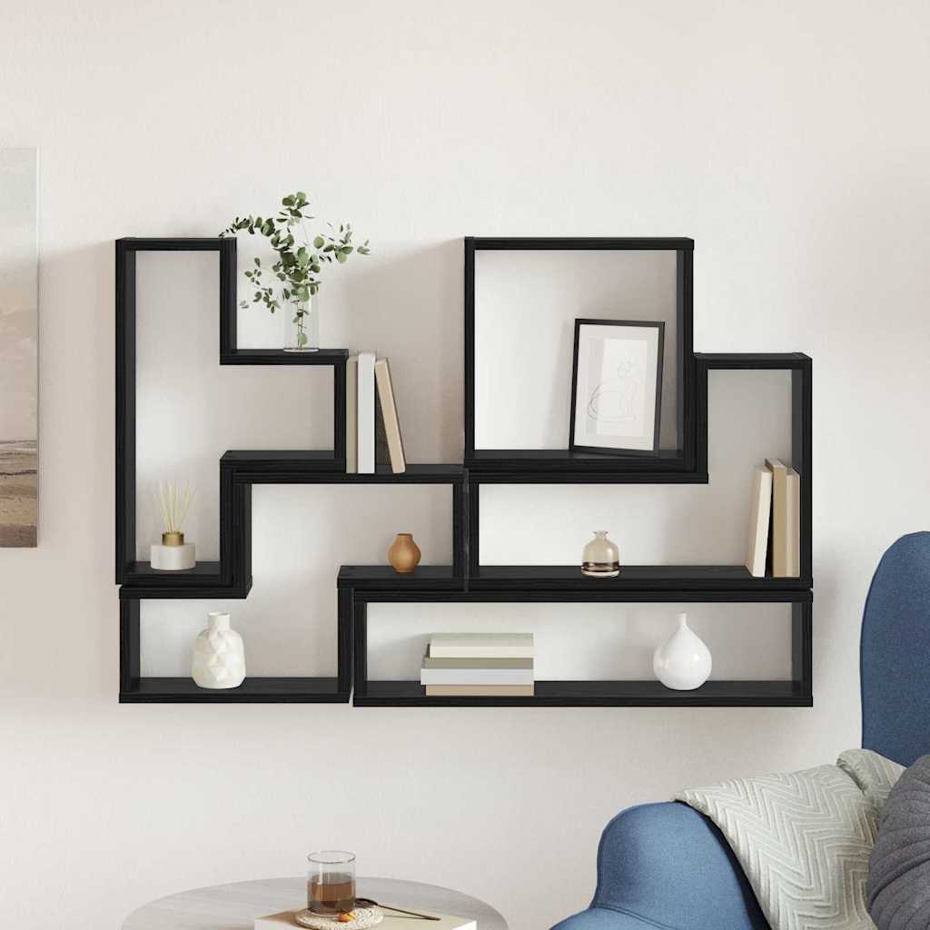 vidaXL Κύβος Τοίχου Μαύρη δρυς 96 x 12 x 64 εκ. Επεξεργασμένο ξύλο
