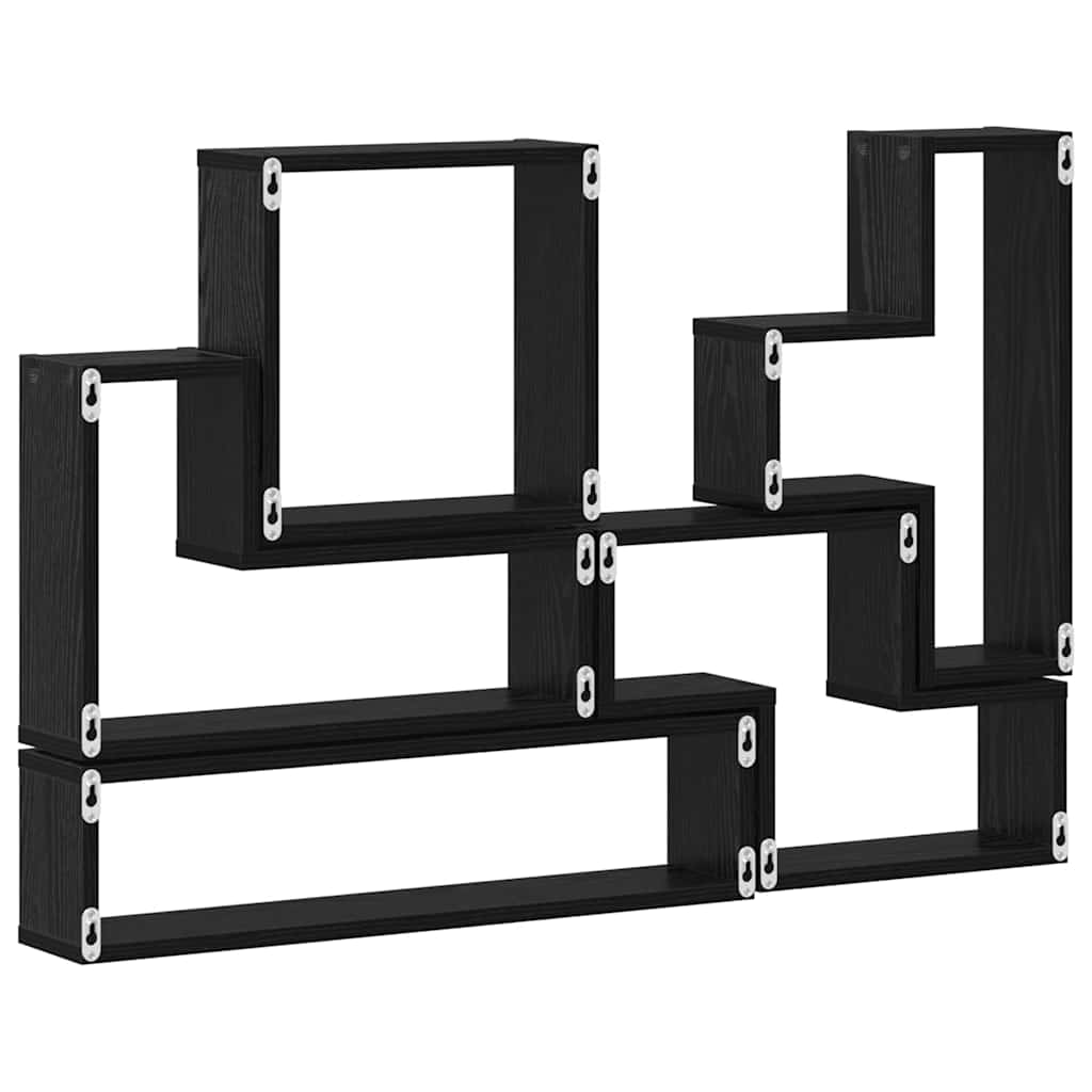 vidaXL Κύβος Τοίχου Μαύρη δρυς 96 x 12 x 64 εκ. Επεξεργασμένο ξύλο
