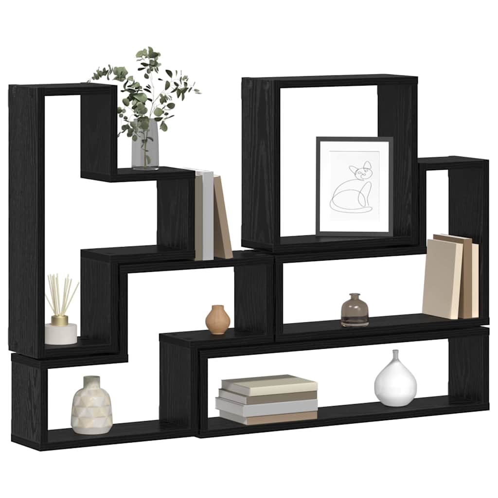 vidaXL Κύβος Τοίχου Μαύρη δρυς 96 x 12 x 64 εκ. Επεξεργασμένο ξύλο