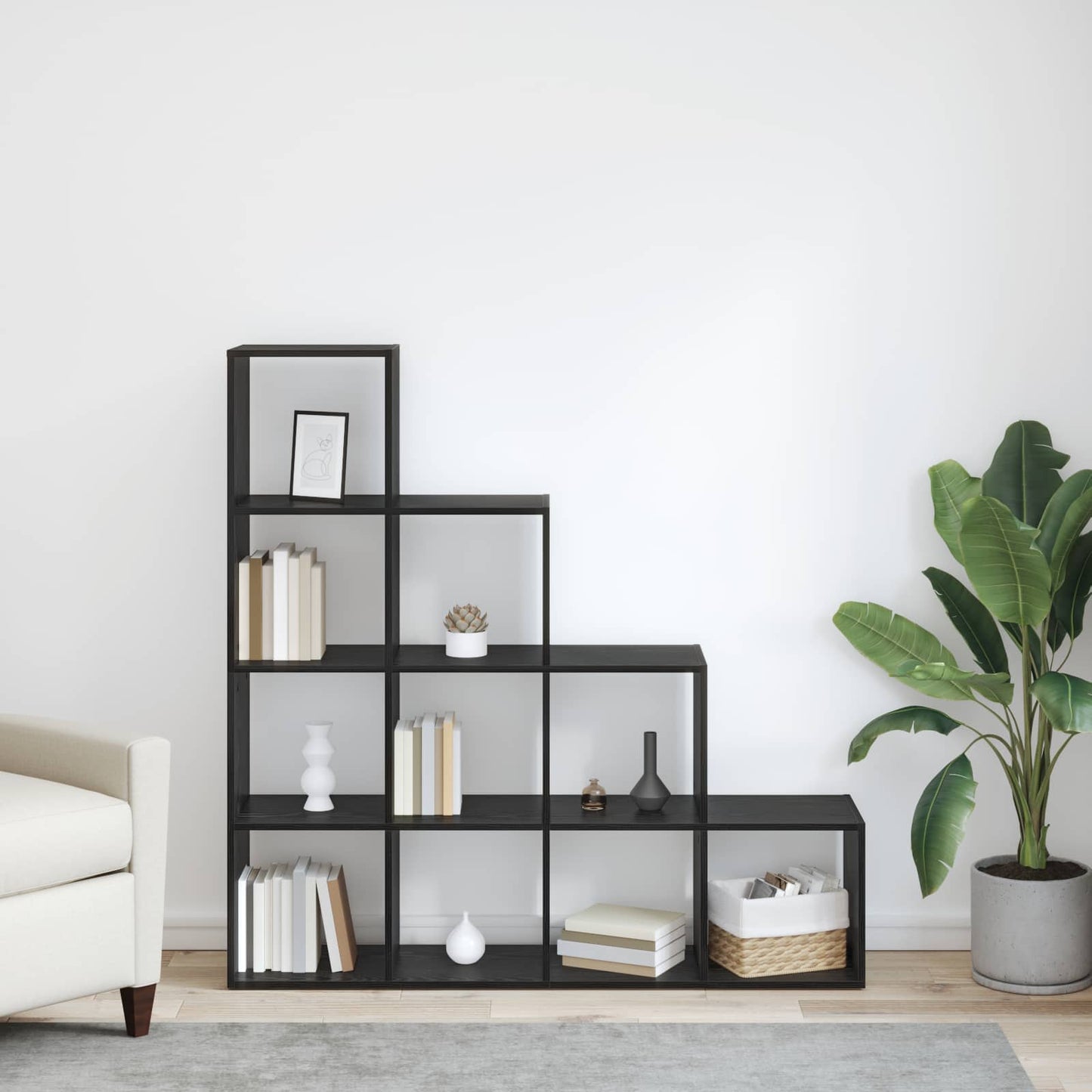 vidaXL Διαχωριστικό Ράφι Δωματίου Μαύρη Οξυά 131,5 x 29 x 131,5 εκ