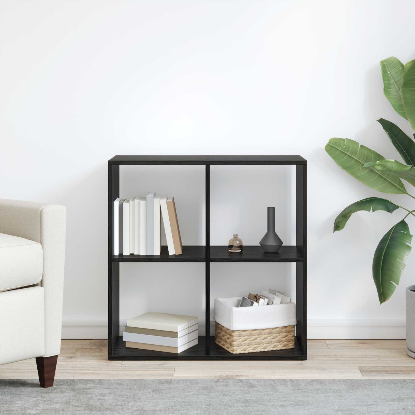 vidaXL Βιβλιοθήκη Μαύρη Οξυά 69,5 x 29 x 69,5 εκ Επεξεργασμένο ξύλο