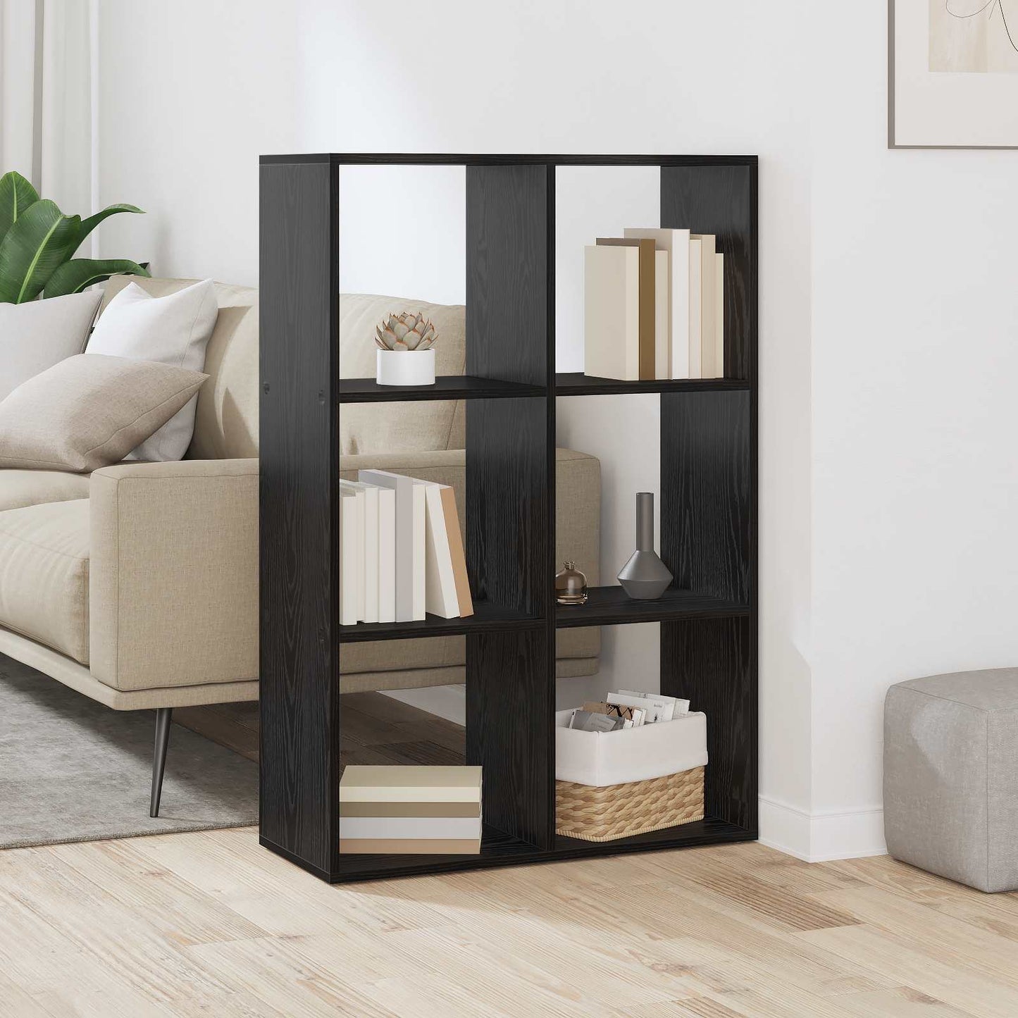 vidaXL Βιβλιοθήκη Μαύρη Οξυά 69,5 x 29 x 103,5 εκ Επεξεργασμένο ξύλο
