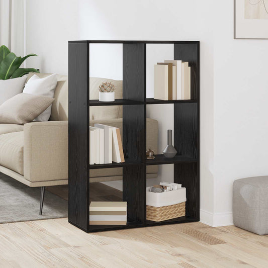 vidaXL Βιβλιοθήκη Μαύρη Οξυά 69,5 x 29 x 103,5 εκ Επεξεργασμένο ξύλο
