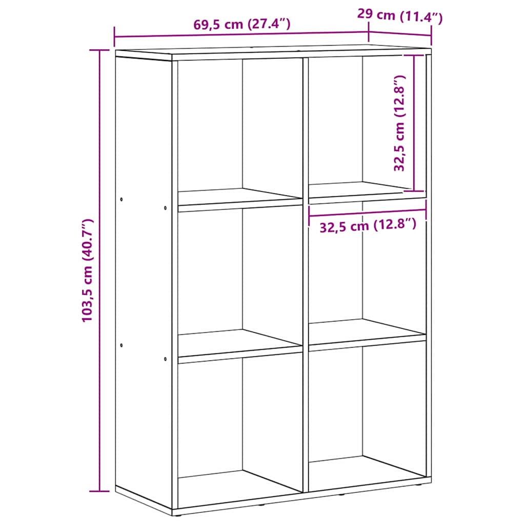 vidaXL Βιβλιοθήκη Μαύρη δρυς 69.5 x 29 x 103.5 εκ Επεξεργασμένο ξύλο