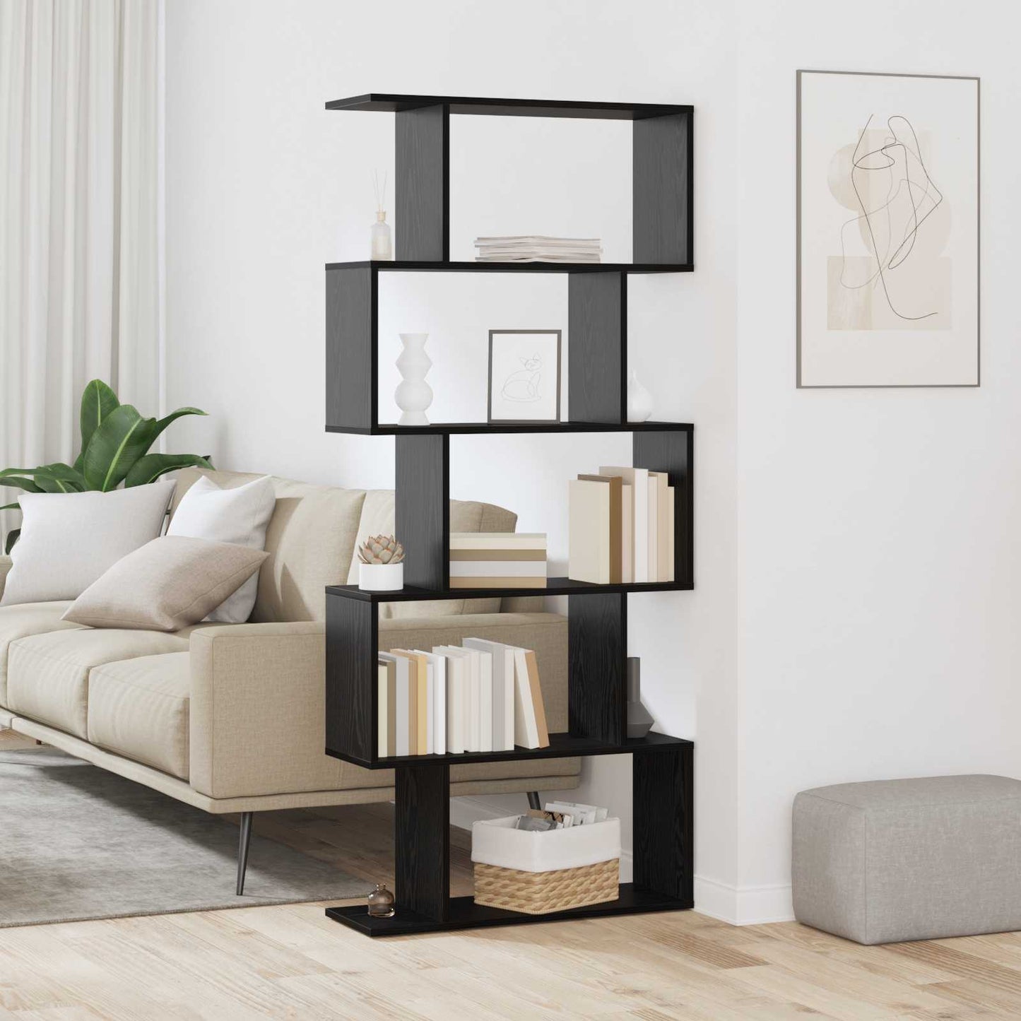 vidaXL Βιβλιοθήκη Μαύρη Οξυά 70 x 24 x 161 εκ. Επεξεργασμένο ξύλο