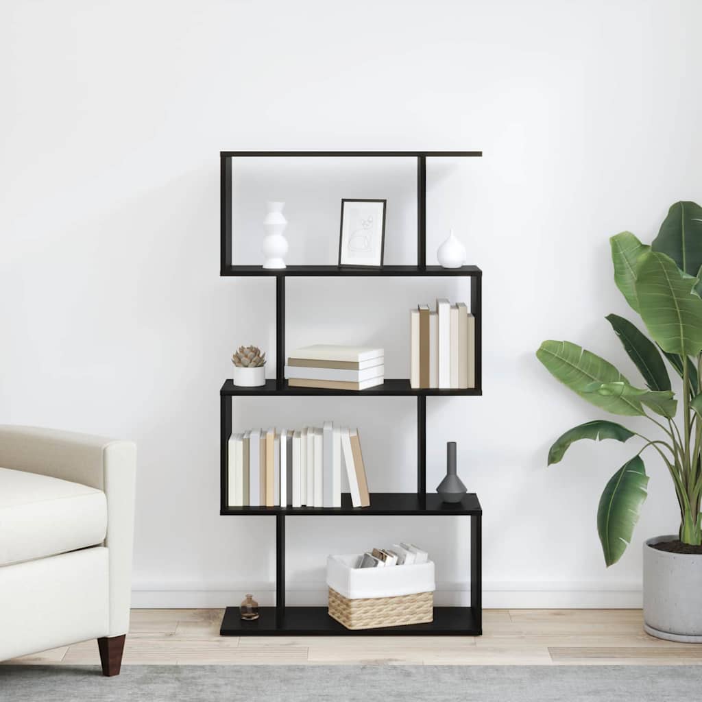 vidaXL Βιβλιοθήκη Μαύρο 70 x 24 x 129 εκ. Επεξεργασμένο ξύλο