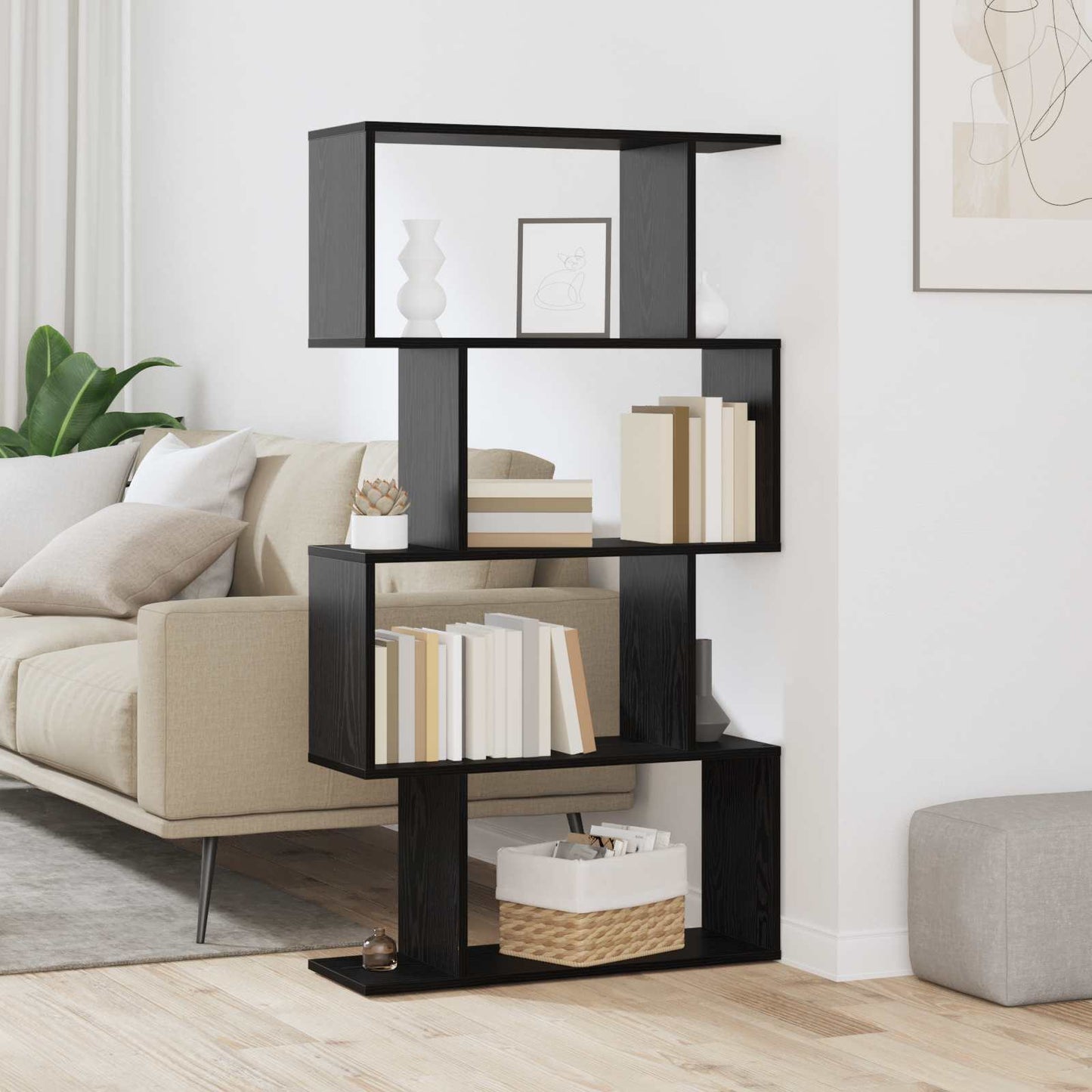 vidaXL Βιβλιοθήκη Μαύρη Οξυά 70 x 24 x 129 εκ. Επεξεργασμένο ξύλο