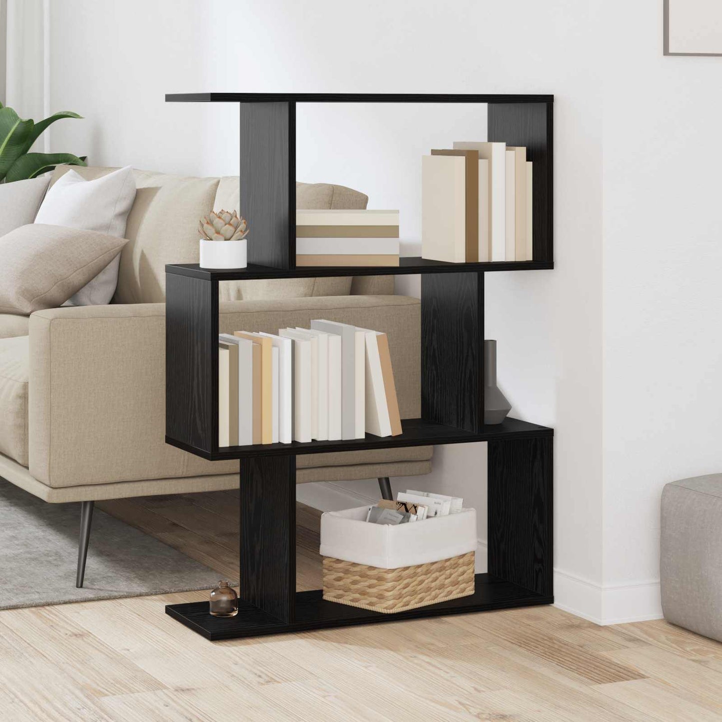 vidaXL Βιβλιοθήκη Μαύρη Οξυά 70 x 14 x 97 εκ. Επεξεργασμένο ξύλο