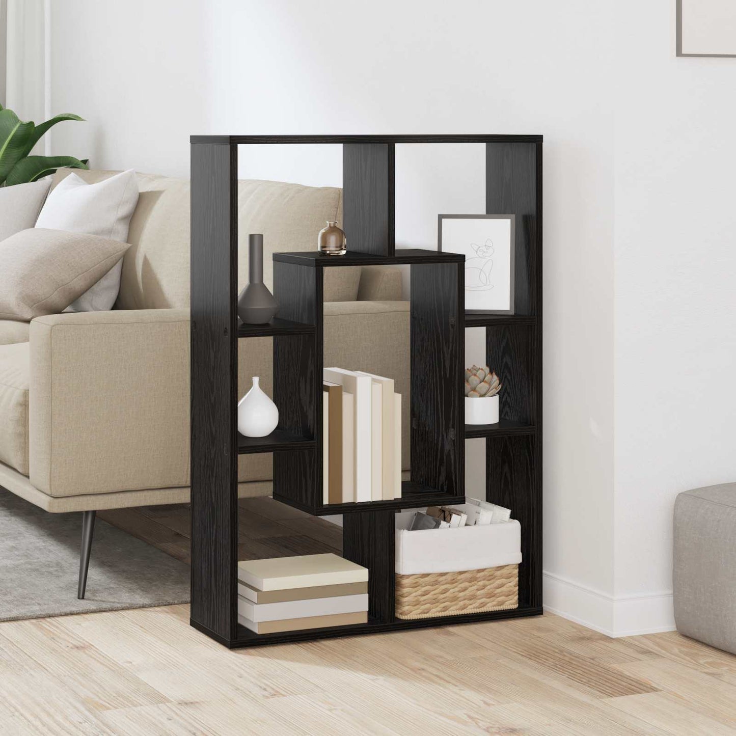 vidaXL Βιβλιοθήκη Μαύρη Οξυά 63 x 20 x 90 εκ Επεξεργασμένο ξύλο