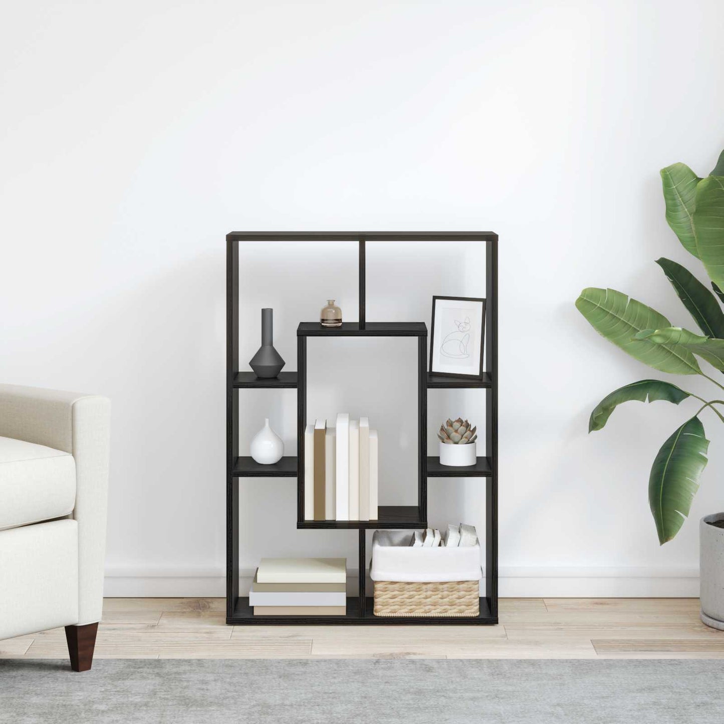vidaXL Βιβλιοθήκη Μαύρη Οξυά 63 x 20 x 90 εκ Επεξεργασμένο ξύλο