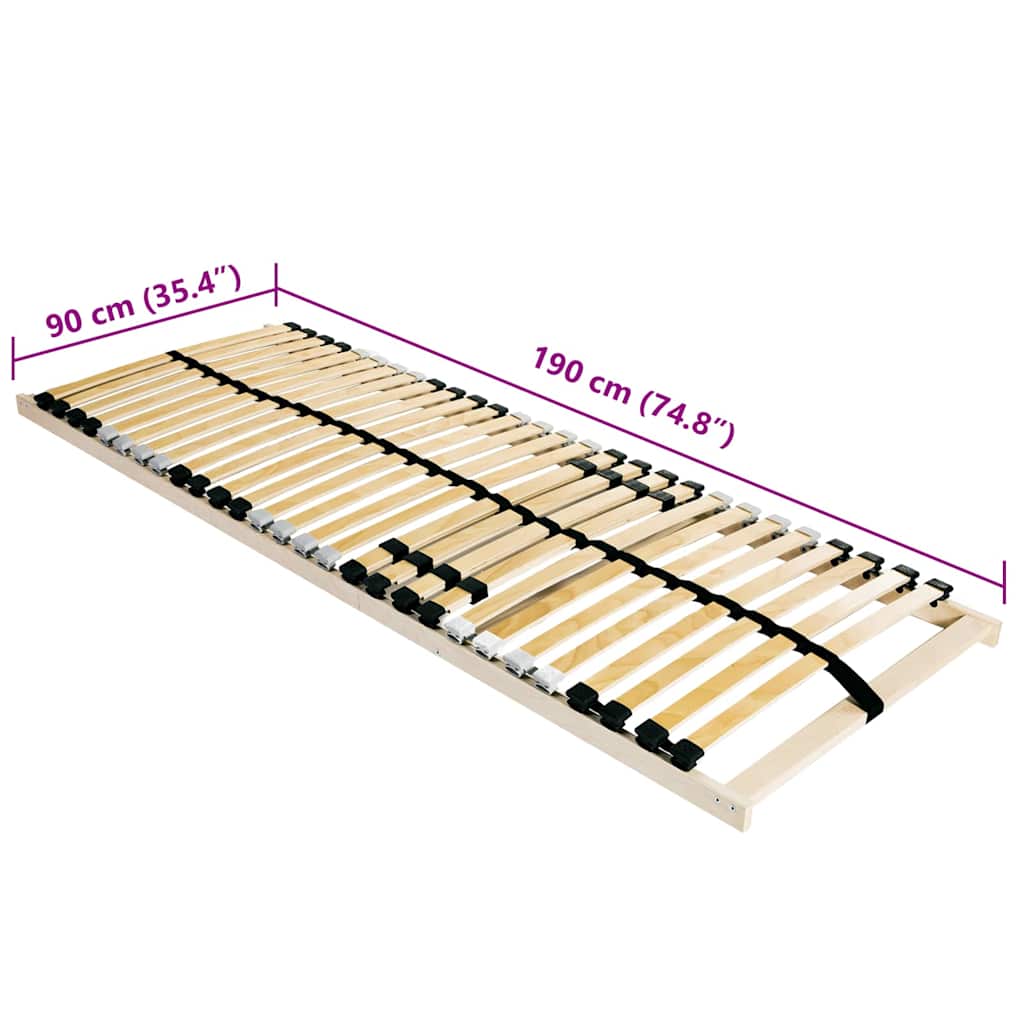 vidaXL Βάση κρεβατιού με λάμες Καφέ 90 x 190 cm Στερεό Ξύλο Μηλιάς