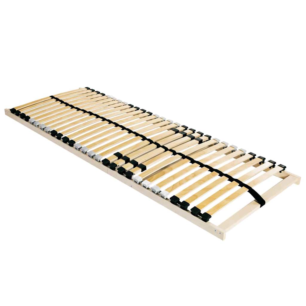 vidaXL Βάση κρεβατιού με λάμες Καφέ 140 x 190 cm Στερεό Ξύλο Μηλιάς