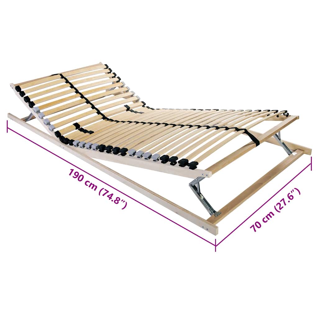 vidaXL Βάση κρεβατιού με λάμες Καφέ 70 x 190 cm Στερεό ξύλο οξιάς