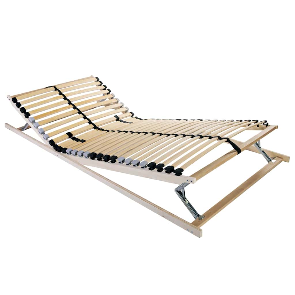 vidaXL Βάση κρεβατιού με λάμες Καφέ 140 x 190 cm Στερεό Ξύλο Μηλιάς