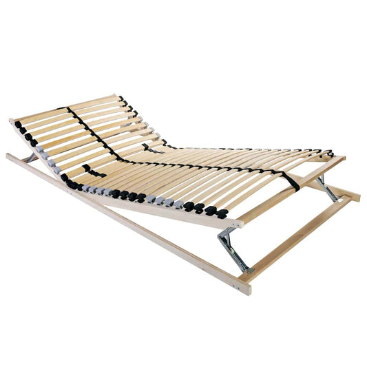 vidaXL Βάση κρεβατιού με λάμες Καφέ 140 x 190 cm Στερεό Ξύλο Μηλιάς