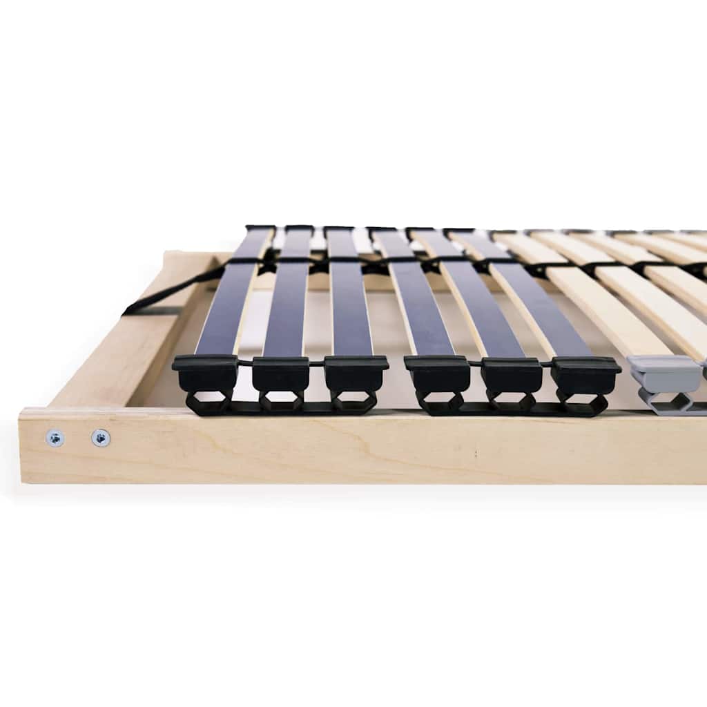 vidaXL Βάση κρεβατιού με λάμες Καφέ 140 x 190 cm Στερεό Ξύλο Μηλιάς