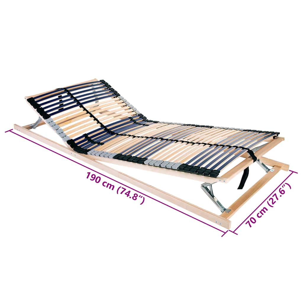 vidaXL Βάση κρεβατιού με λάμες Καφέ 70 x 190 cm Στερεό Ξύλο Μηλιάς