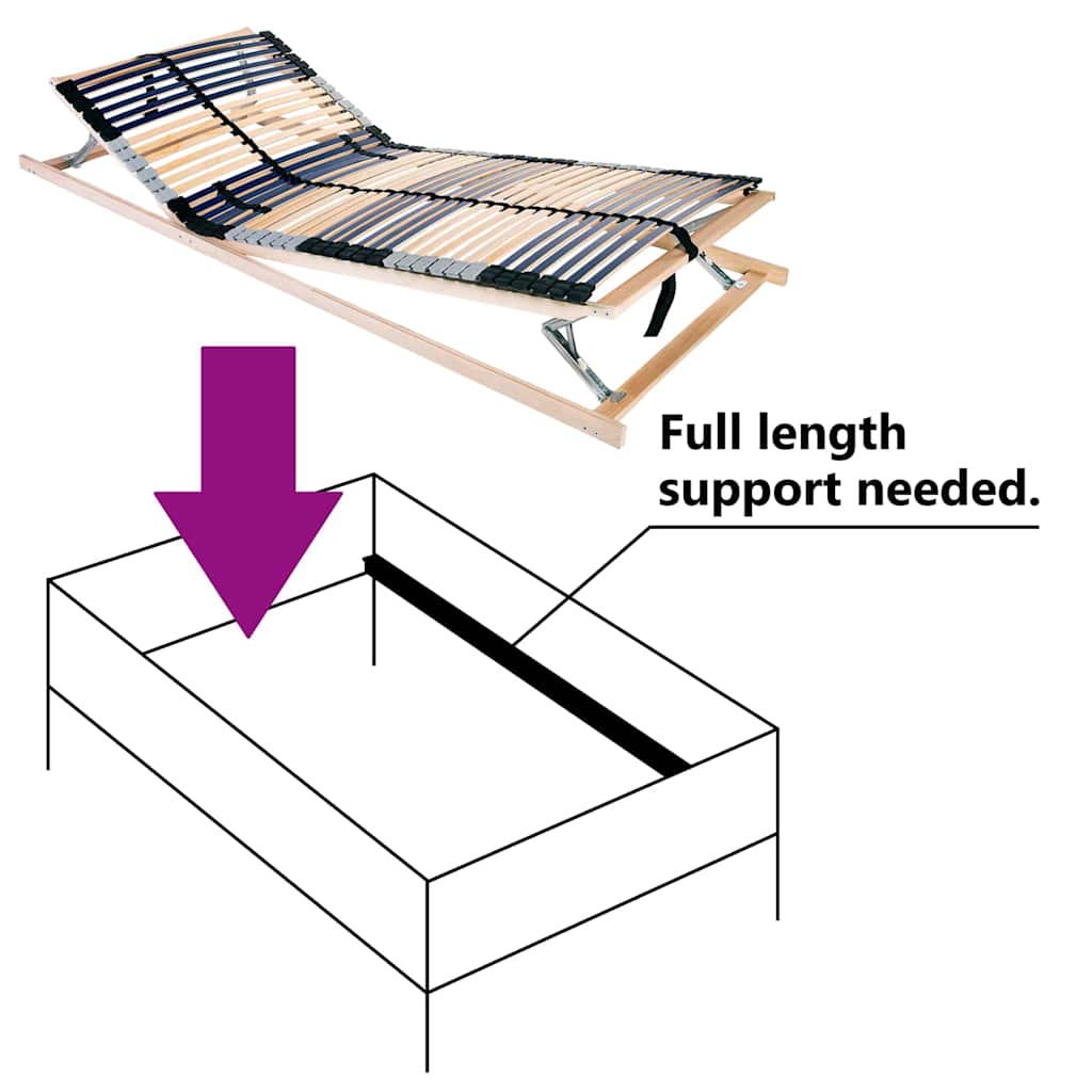 vidaXL Βάση κρεβατιού με λάμες Καφέ 80 x 190 cm Στερεό ξύλο οξιάς