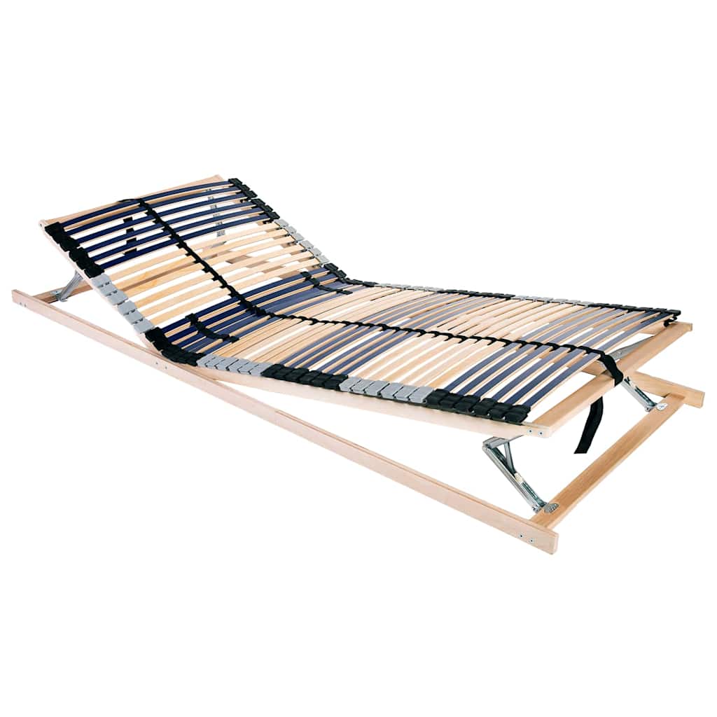 vidaXL Βάση κρεβατιού με λάμες Καφέ 90 x 190 cm Στερεό ξύλο οξιάς
