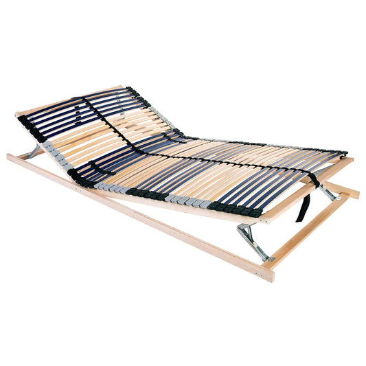 vidaXL Βάση κρεβατιού με λάμες Καφέ 140 x 190 cm Στερεό ξύλο οξιάς