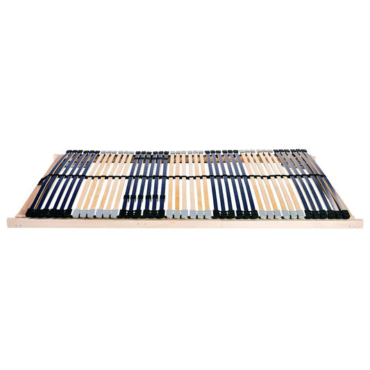 vidaXL Βάση κρεβατιού με λάμες Καφέ 140 x 190 cm Στερεό Ξύλο Μηλιάς