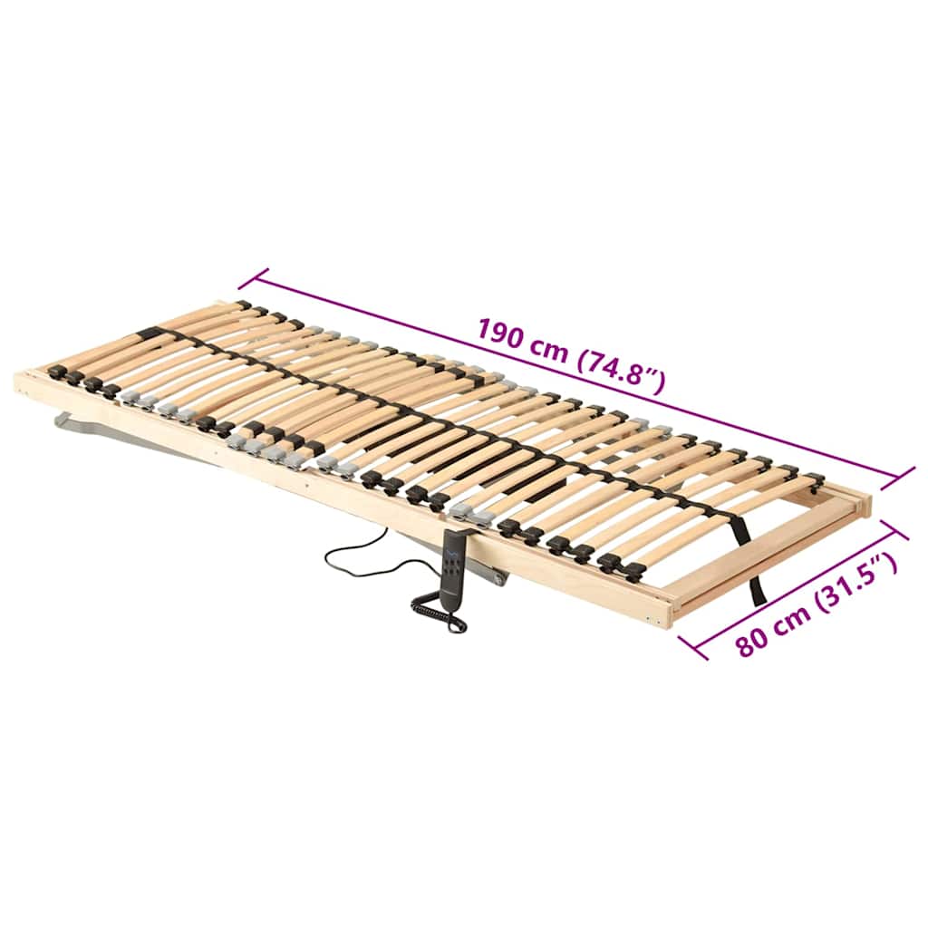 vidaXL Βάση κρεβατιού με λάμες Καφέ 80 x 190 cm Στερεό Ξύλο Μηλιάς