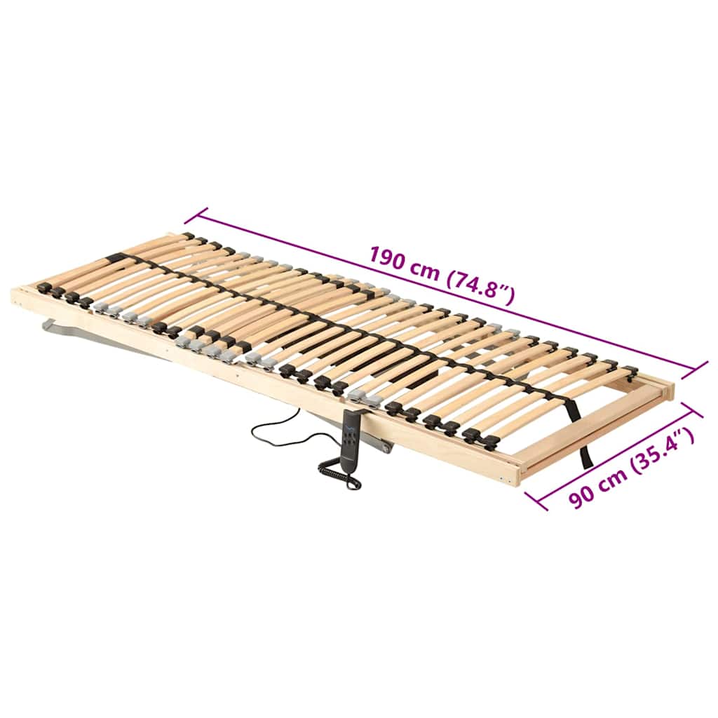 vidaXL Βάση κρεβατιού με λάμες Καφέ 90 x 190 cm Στερεό ξύλο οξιάς