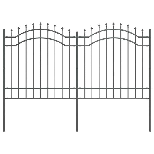 vidaXL Φράχτης Κήπου Γκρι 165 εκ. Ατσάλι με Επικάλυψη Πούδρας