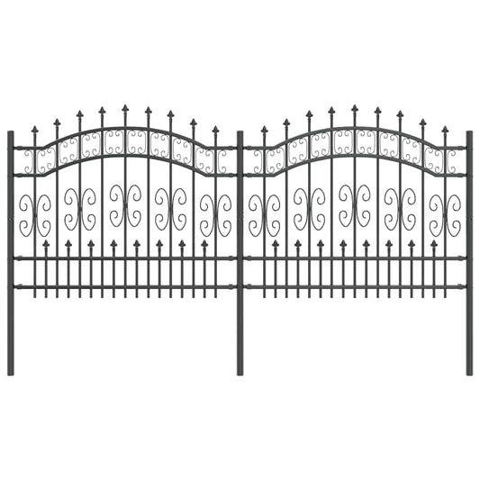 vidaXL Φράχτης κήπου Γκρι 140 cm Ατσάλι με Επικάλυψη Πούδρας