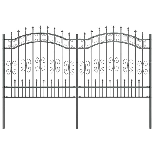 vidaXL Φράχτης κήπου Γκρι 165 cm Ατσάλι με Επικάλυψη Πούδρας