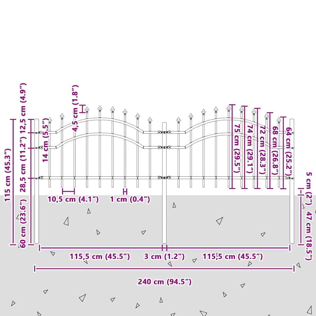 vidaXL Φράχτης Κήπου Λευκό 115 cm Ατσάλι με Επικάλυψη Πούδρας